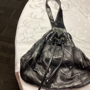 Black  100% Leather Backpack SMALLER SIZED. ITALY
